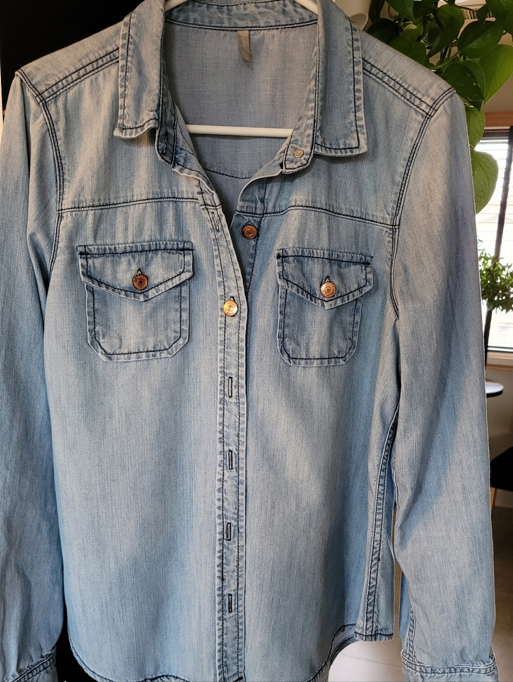 Light Blue Denim Shirt With Copper Buttons - Picture 4 of 4